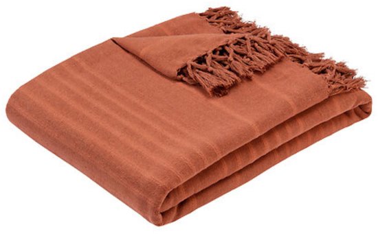 Atmosphera plaid van katoen in terracotta – woondeken 160 x 220 cm
