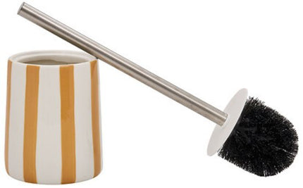 WC-Borstel Strio Hoog - 39 cm Keramiek - Tarwe - Toiletborstel - Staand - Keramisch - Gele strepen - Vrijstaande WC Borstel