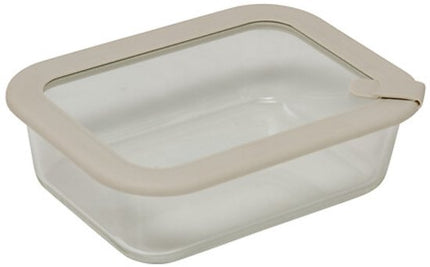 5-Delige - Vershoudbakjesset - Meal Prep Bakjes - Lunchbox - Rechthoekige Bewaardozen van Borosilicaatglas - Magnetron- & Vaatwasserbestendig - 950ml - 20.3 x 15.2 x 6.2 cm - Transparant met Grijs Deksel