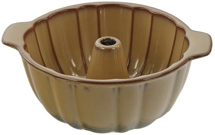 MPLCo - Tulband Bakvorm - Bakvorm - Cakevorm met Middenbuis - Oven, Magnetron & Vaatwasserbestendig - Ø28 x 8.5 cm - Bruin met Donkergroene Ombre