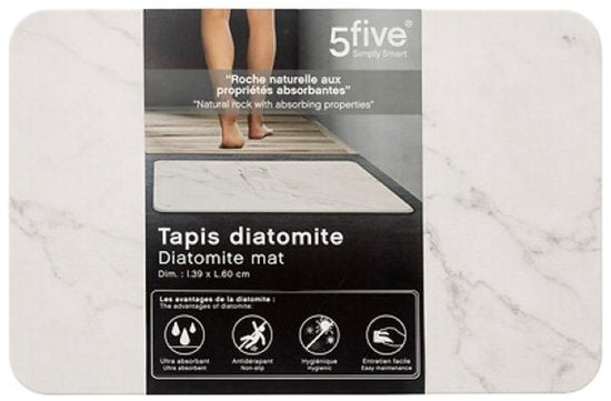 Diatomiet badmat wit 60 x 39 cm – sneldrogende stenen badmat, antislip – foto 3