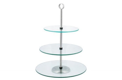 Kinghoff taartplateau - 3 etalages - Glas - Met grijpring