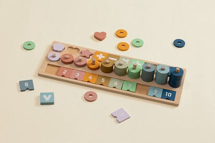 2-delig Houten Puzzel Set - Educatieve Kinderspeelgoed Houten Puzzels - Moeder & Baby 6-delige Puzzel & Cijfers Puzzel - Montessori Speelgoed - Multicolor