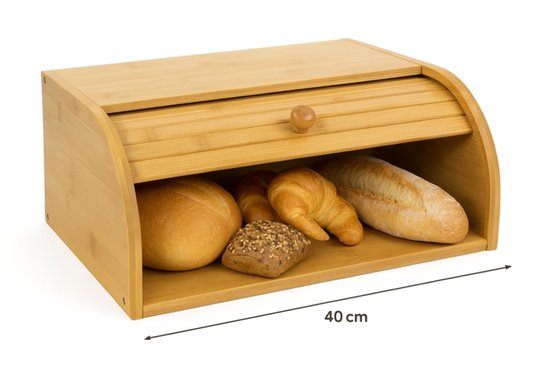 MPLCo bamboe broodtrommel met roldeksel – bruin, 40 x 27,5 x 17,5 cm – foto 3