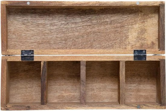 Atmosphera theedoos van mangohout met 4 vakken – bruin, 32 x 10 cm – foto 3