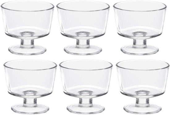 Eisbecher Glas - Dessertgläser - 6er-Set - Glas-Eisschalen - für Eis, Dessert & Sundae - 290ml - 10 x 10 x 9 cm - Weiß