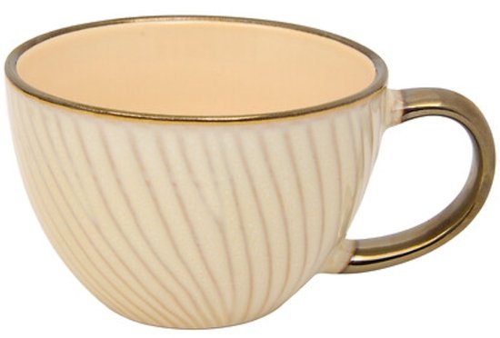Mok - Ontbijtkom - Keramische Ontbijtbeker - Set van 6 - Grote Koffiemok - Soepkom met Oor - Fajance Kom voor Ontbijt, Muesli en Soep - 420 ml - 14,5 x 11,6 x 7,8 cm - Wit