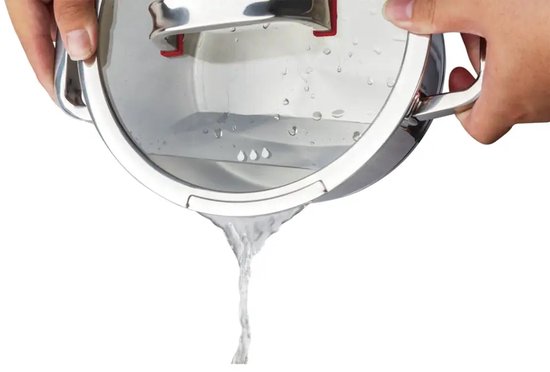 Vcasa rvs kookpan 18 cm met glazen afgietdeksel en maataanduiding, 2 liter