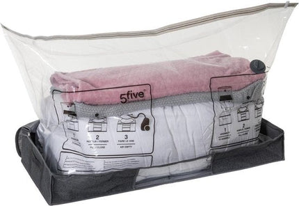 5Five Dekbed/kussens opberghoes - antraciet grijs - met vacuumzak - 100 x 45 x 15 cm