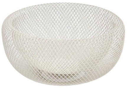 Fruitmand - Metalen Fruitschaal - Decoratieve Fruitmand - Moderne Fruitschaal Keuken - Open Draadmand voor Fruit - Stalen Opbergmand - Ø27.7 x 12.4 cm - Beige
