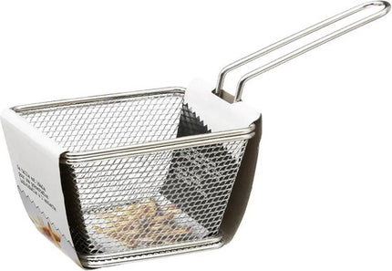 Secret de Gourmet Frietmandje/serveermandje - zilver - RVS - 20,5 x 9 x 11 cm - Patat/snacks serveren in een mandje