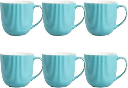 Homla - Mok - Koffiemok - Theemok - Set van 6 - Grote Beker - Vaatwasserbestendige Mok - Moderne Serviesmok - Keramiek - 350ml - Donker Groen