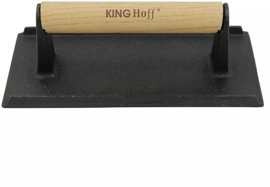 Kinghoff KH-1758 - Gietijzeren Hamburgerpers - Ergonomische Houten Handgreep