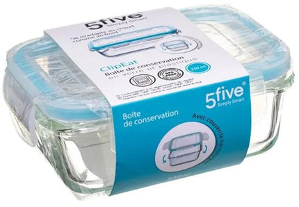 5Five Vershoudbakje met deksel - glas - luchtdicht - met clips - 14 x 10 x 5 cm - 0.73 L