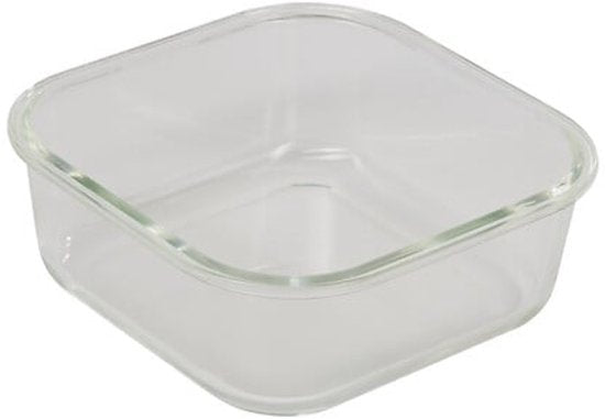 Clipeatplus Glazen Vershoudbakje - Meal Prep & Voedselcontainer - Bewaardoos van Borosilicaatglas - Magnetron & Vaatwasser Bestendig - Vierkant - 1.1 Liters - ca. 19.3 x 19.3 x 8.1 cm - Transparant