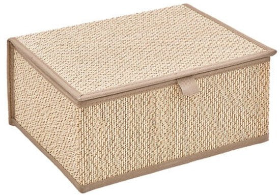 Opbergdozenset - Organizer Set - Set van 3 (S, M, L) - Bamboe Opbergbox - S M L - Opbergdoos met Deksel - Duurzame Opberger Kast & Bureau - Rechthoek - ca. 25 x 18 x 11.5 cm - Beige