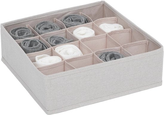 Schubladen-Organizer Kleiderschrank 16 Fächer Five® - Dressy + - Beige - Faltbar