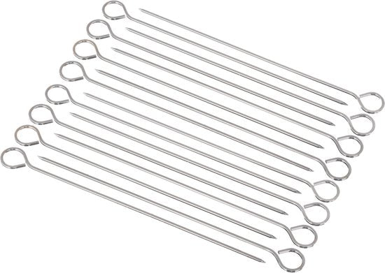 5Five BBQ/barbecue spiezen/vleespennen - van metaal - 24x stuks - 27,5 cm - Spiezen/pennen voor vlees/vis