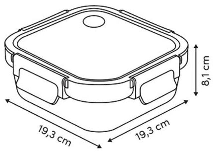 Vershoudbakjes - Set van 4 - Bewaarbakjes met Deksel - Magnetronbestendige Lunchbox - Voedselcontainer - Vierkante - 1.1 Liter - Borosilicaat Glas - 19.3 x 19.3 x 8.1 cm - Transparante en Zwart Deksel