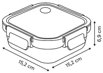 Clipeatplus Glazen Vershoudbakje - Meal Prep & Voedselcontainer - Bewaardoos van Borosilicaatglas - Magnetron & Vaatwasser Bestendig - Vierkant - 0.5 Liters - ca. 15.2 x 15.2 x 6.9 cm - Transparant