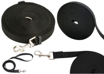 Lange trainingsriem met sluiting, zwarte band, 5 m