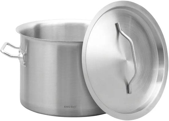 KingHoff grote soeppan 14 liter met deksel – RVS stockpot, inductie, Ø 30 cm