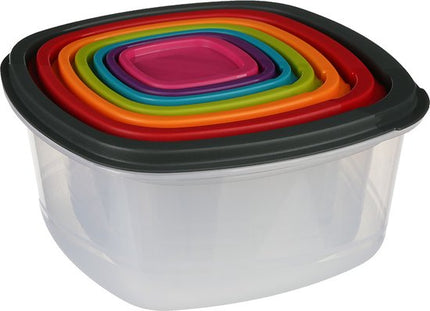 5five Vershoudbakjes nestbaar - 4-delig - BPA vrij - meal prep - herbruikbaar - multi kleuren - luchtdicht