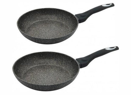 Set van 2 Marmer Coating Koekenpannen – Ø20 cm + Ø24 cm – Geschikt voor Alle Warmtebronnen (Incl. Inductie) – Krasbestendig – Vrij van PFOA & BPA