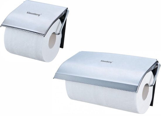Set Keukenrolhouder + WC-Rolhouder – Roestvrij Staal – Moderne Design – Eenvoudig te Monteren - 25x13.5x2 + 12x12.3x1.6 cm