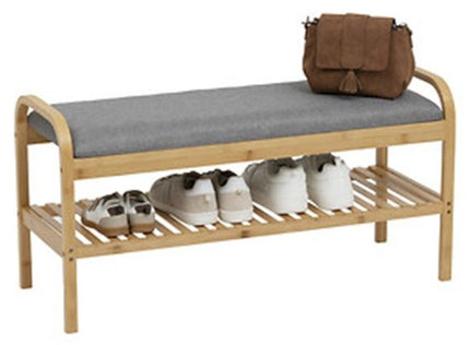 5Five Schoenenrek Bankje - 2-laags - bamboe/kunststof - 90 x 34 x 45 cm - voor 4 paar schoenen