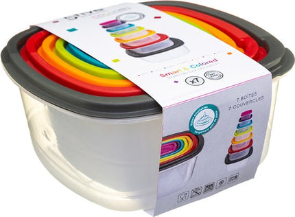 5five Vershoudbakjes nestbaar - 4-delig - BPA vrij - meal prep - herbruikbaar - multi kleuren - luchtdicht