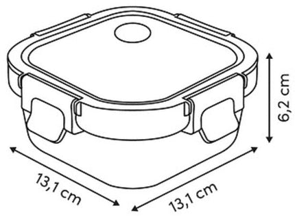 Vershoudbakjes - Set van 2 - Bewaarbakjes met Deksel - Magnetronbestendige Lunchbox - Voedselcontainer - Vierkante - 320 ml - Borosilicaat Glas - 13 x 13 x 6.2 cm - Transparante en Zwart Deksel
