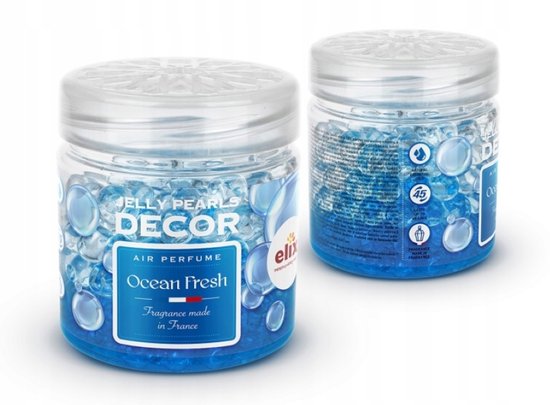 Elix - Luchtverfrisser Gel Parels - Jelly Pearls Decor - Geurparels voor Interieur Auto Luchtverfrisser - Frisse Zeegeur - Langdurige Geur Met Essentiële Oliën - 150ml - Ocean Fresh