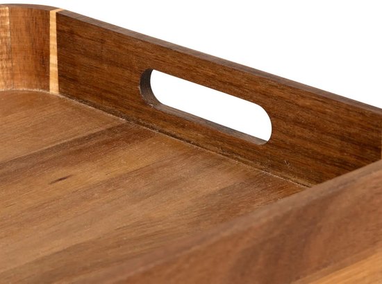 5Five Design Serviertablett aus Akazienholz - 40 x 30 x 5 cm - hellbraun - Hoher Rand - für Gläser und Tassen