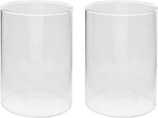 Lidy Vaas - Glasvase - 2er-Set - Dekorative Blumenvase - Ø14 x 20 cm - Transparent