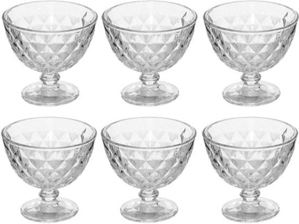 IJscoupe - Set van 6 - IJsjeshouder - Dessertkom - Glazen IJsbeker - Dessertkom Glas - Coupe voor IJs, Sorbet & Nagerechten - Vaatwasserbestendig - 300 ml - Transparant