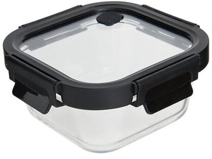 Vershoudbakjes - Set van 2 - Bewaarbakjes met Deksel - Magnetronbestendige Lunchbox - Voedselcontainer - Vierkante - 500ml - Borosilicaat Glas - 15.2 x 15.2 x 6.9 cm - Transparante en Zwart Deksel