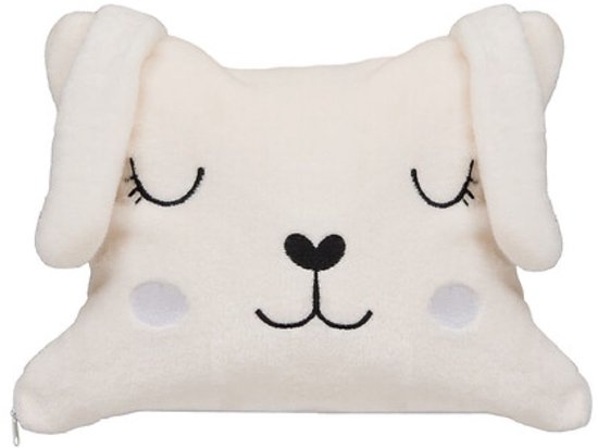 2-in-1 Knuffelkussen en Dekentje - Met Rits - Deken & Kussen - Voor Kinderen - Hondenontwerp - Polyester - 150 x 100 cm - Wit