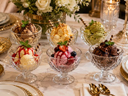 IJscoupe - Set van 6 - IJsjeshouder - Dessertkom - Glazen IJsbeker - Dessertkom Glas - Coupe voor IJs, Sorbet & Nagerechten - Vaatwasserbestendig - 300 ml - Transparant