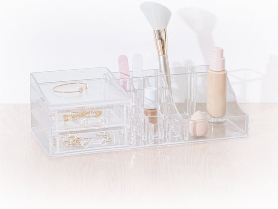 5Five make-up organizer met 19 vakken en 2 lades – transparant kunststof – foto 4