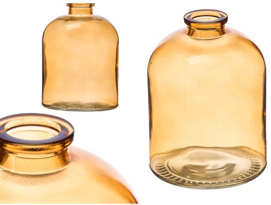 Glasgefäß - Vorratsglas - Küchen-Vorratsbehälter - Glasbehälter mit Deckel - Runde Aufbewahrungsdose aus Glas - 300 g - 9 x 9 x 12 cm - Bernstein