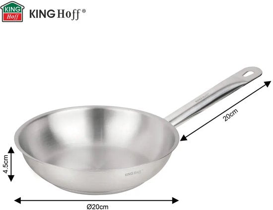 Kinghoff KH-2018 RVS Koekenpan – Ø20 cm – Zonder Antiaanbaklaag