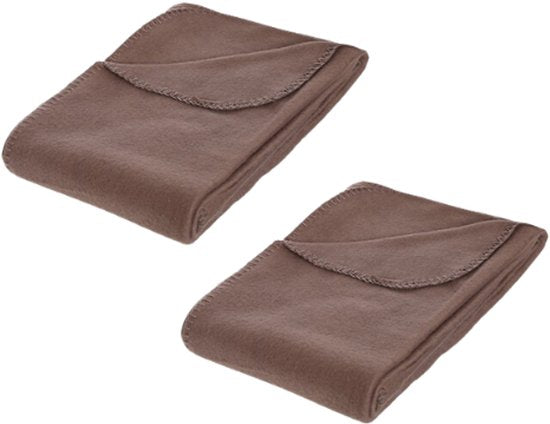 Microvezel plaid set van 2, zachte fleece deken 125 x 150 cm, bruin