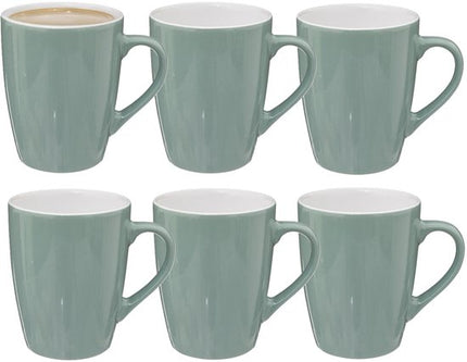 5Five Koffiemokken Colorama - 12x stuks - Keramiek - mintgroen - 380 ml - 9 x 11 cm