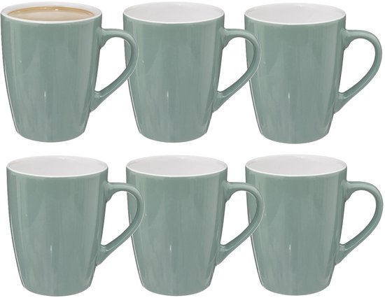 5Five Kaffeetassen Colorama – 12er-Set – Keramik – mintgrün – 380 ml – 9 x 11 cm