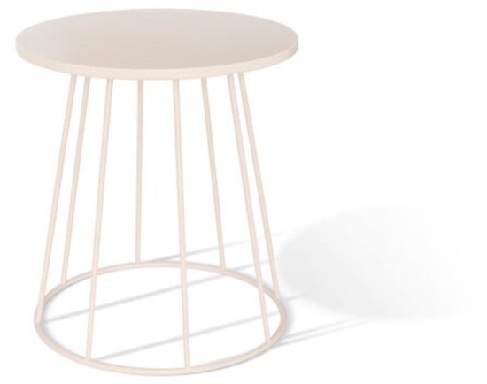 Couchtisch und Beistelltisch Latte Ø 38 cm Metall beige rund kompakt