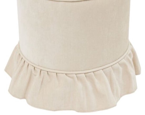 Poef - Zachte Zitpoef - Voetenbank - Hocker - Decoratieve Poef - Max. 110 kg - Ø35,3 x 41 cm - Chenille Ivoor