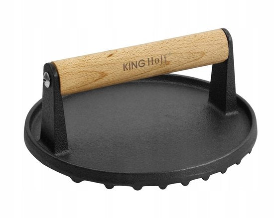 Kinghoff KH-1759 gietijzeren hamburgerpers – houten handvat, Ø 18 cm – foto 4