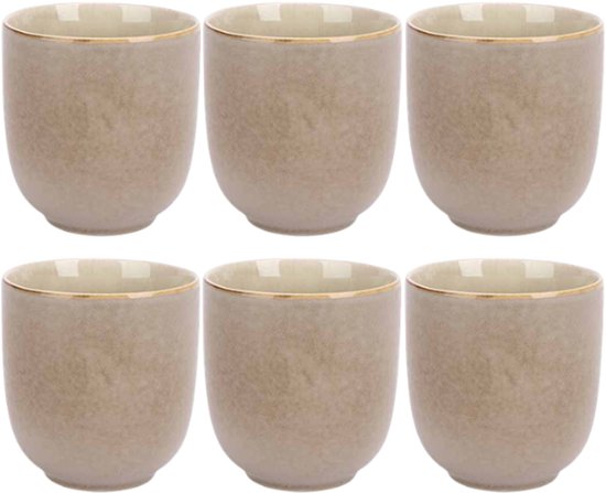 Forest Becher Tasse - Kaffeetasse - Teetasse - 6er-Set - Kompaktes & modernes Design - Steingut - 260 ml - Graugrün