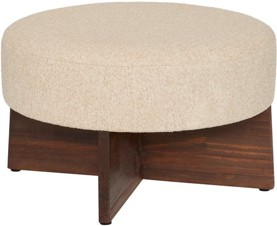 Atmosphera Kayan Poef Bouclé - Ø50xH30cm - Beige